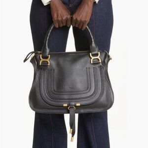 Chloe Marcie Black Leather with Gold Accents Like New